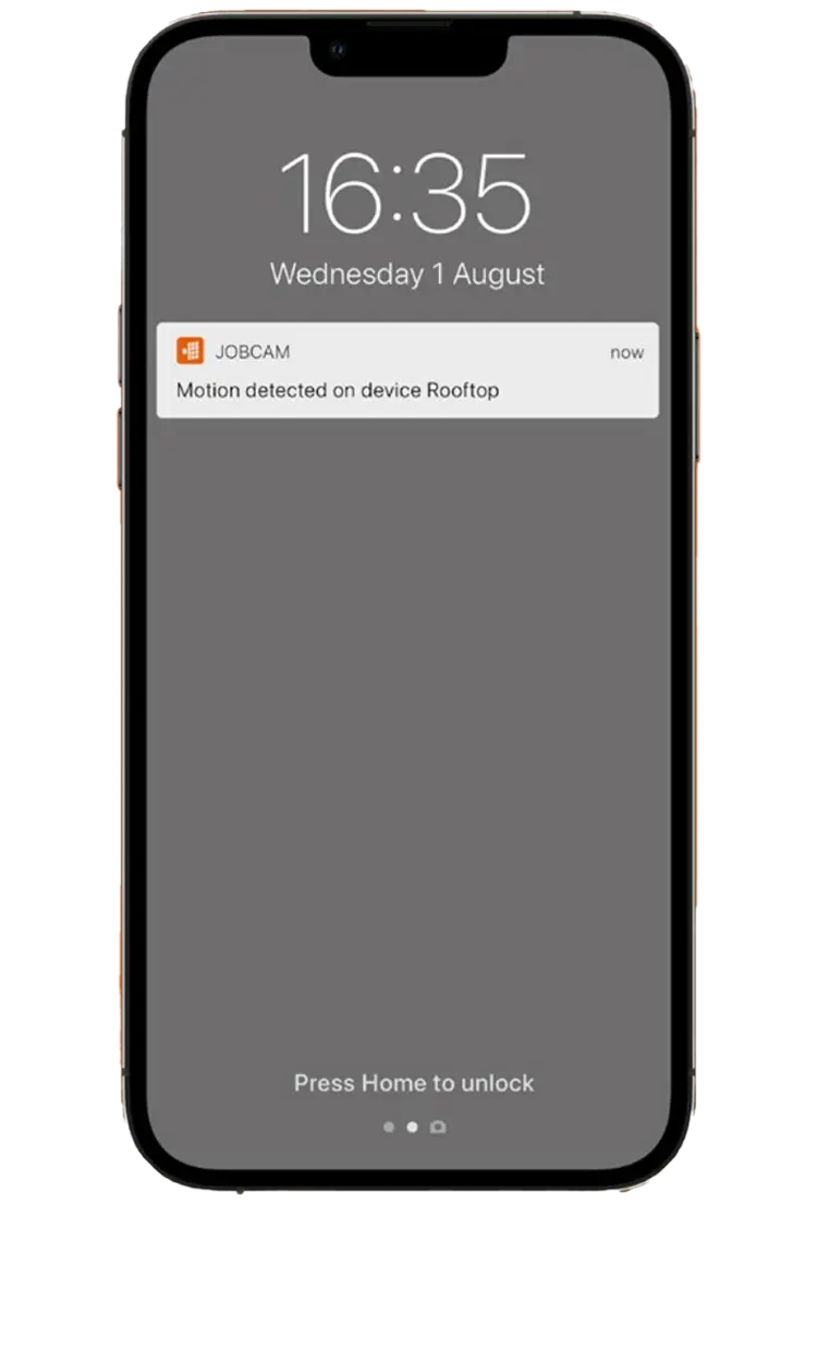 JobCam app push notification for motion detected